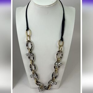 J. Crew Tortoise and Gold Floral Necklace